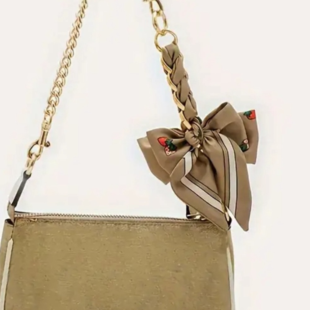 1pc Alloy Chain with Silky Scarf Bow, Decorative Shoulder Bag Extension